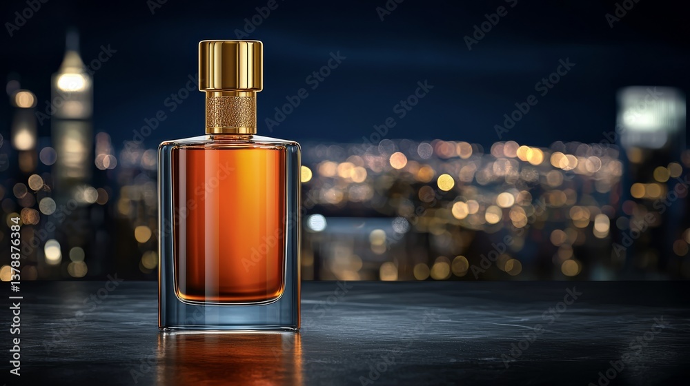 Naklejka premium Elegant perfume bottle on a table, captivating display of fragrance and design