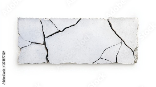 Fragmented Off White Concrete Slab with Dark Cracks