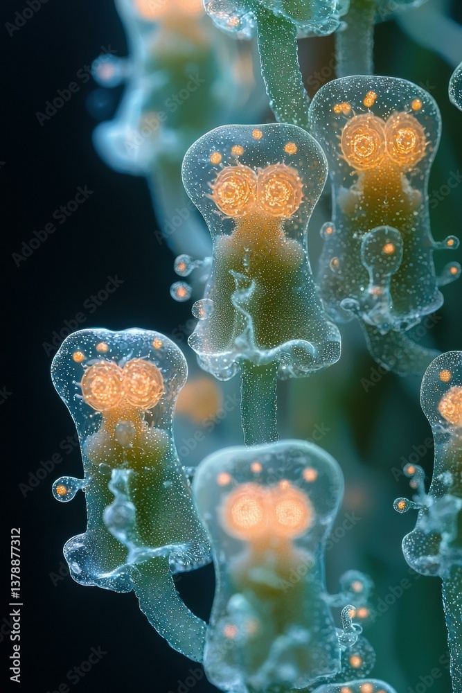 Obraz premium Detailed microscopic view of cellular structures. AI.