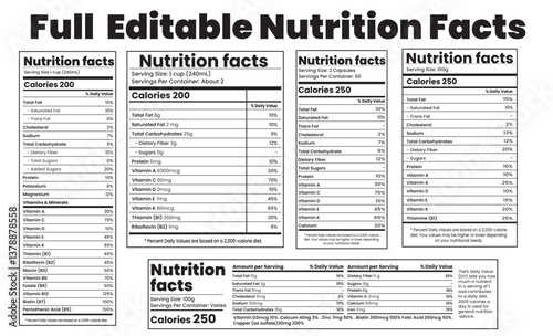 Nutrition facts,nutrition list,information label,bacon nutrition facts, recipe nutrition calculator, design.
