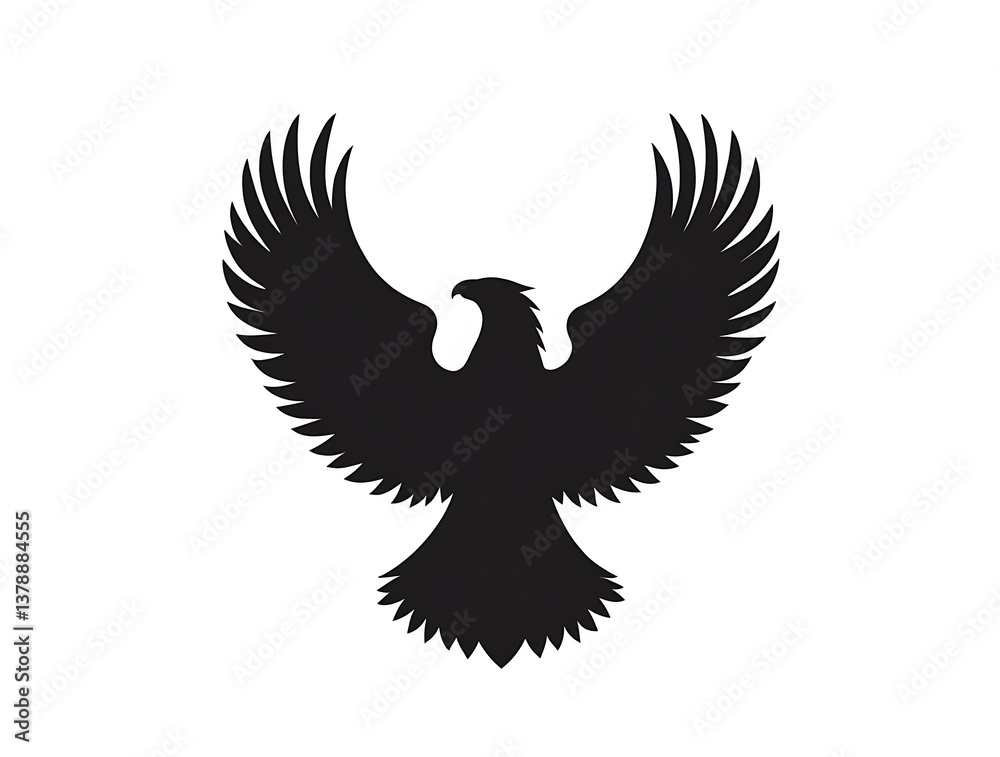 Obraz premium realistic_eagle_silhouette_icon_with_sharp_details_on_a_clean_white_background