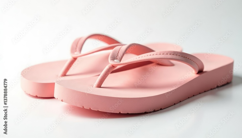 Close-up of a single flip-flop, against a pure white backdrop , accessory, isolated Close-up of a single flip-flop, against a pure white backdrop , accessory, isolated