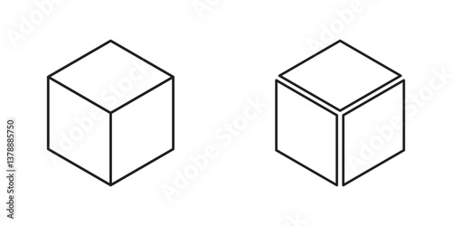 3D Cube set isolated outlined icon vector.
