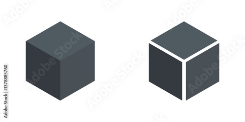 3D Cube set isolated filled icon vector.