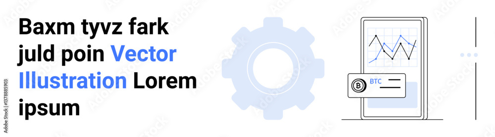 Gear icon symbolizes settings, phone screen displays analytics chart with cryptocurrency wallet. Ideal for fintech, cryptocurrency, analytics, mobile apps, finance, technology, and simple landing Gear icon symbolizes settings, phone screen displays analytics chart with cryptocurrency wallet. Ideal for fintech, cryptocurrency, analytics, mobile apps, finance, technology, and simple landing