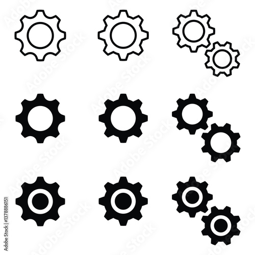 Gear icon set. Vector illustration