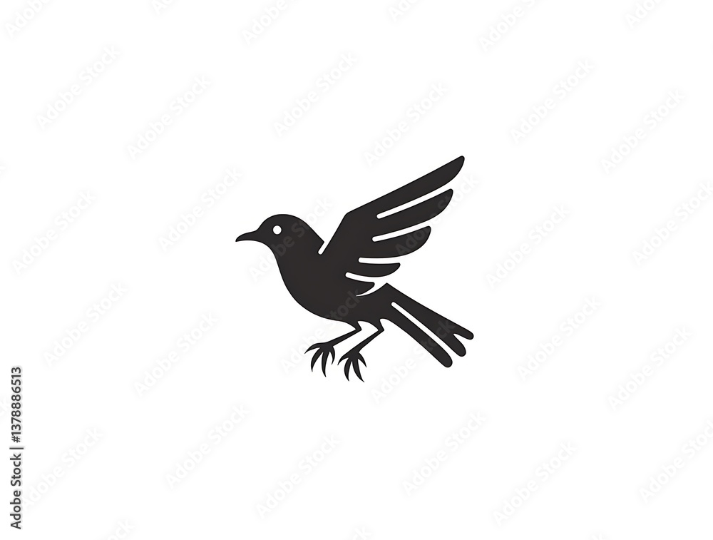 Fototapeta premium ultra-hd_perched_sparrow_icon_with_perfect_symmetry_on_a_plain_white_backdrop