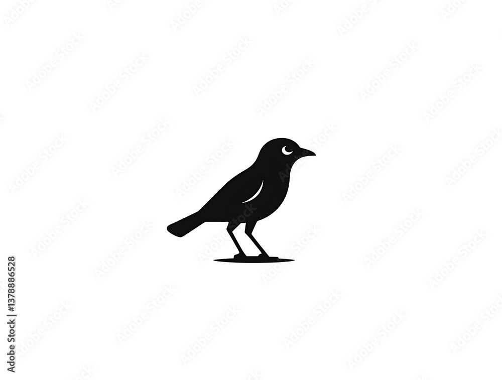 Fototapeta premium ultra-hd_perched_sparrow_icon_with_perfect_symmetry_on_a_plain_white_backdrop
