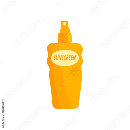 Solar protection cosmetic container. Vector template spf spray product collection, flat sunscreen oil pack isolated on white