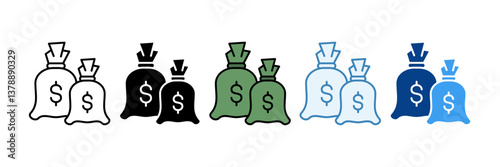 Money Bag  Icon Set Multiple Style Collection