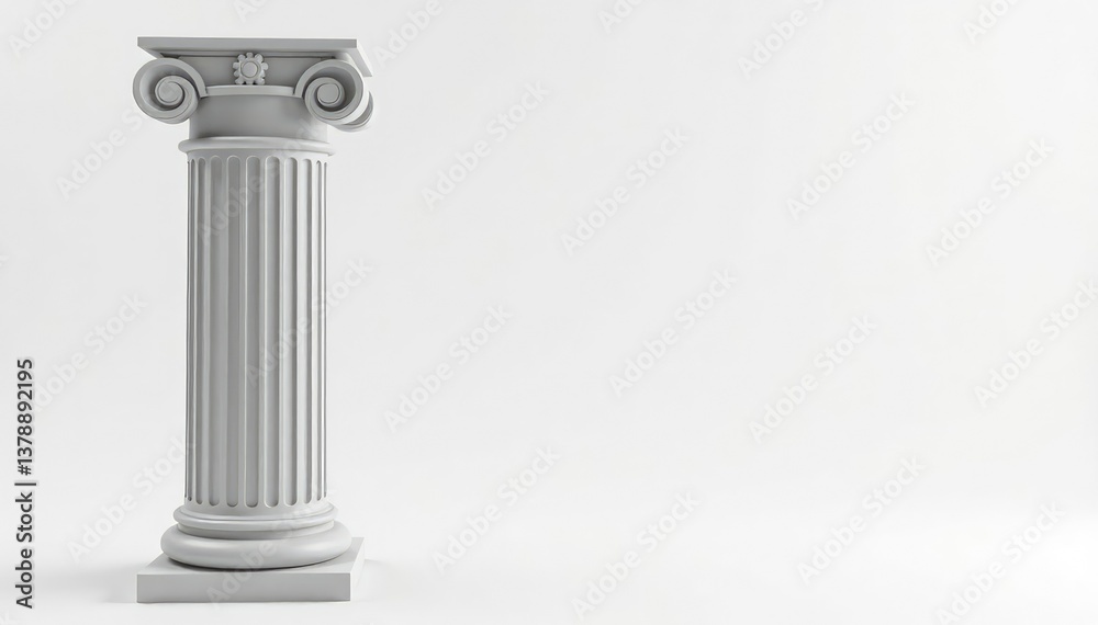 Elegant Roman column against pristine white backdrop, architecture, minimal, backdrop Elegant Roman column against pristine white backdrop, architecture, minimal, backdrop