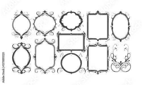 A modern vector illustration of elegant decorative frames with intricate,, easily editable.