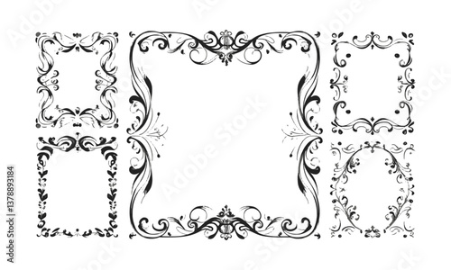 A modern vector illustration of elegant decorative frames with intricate,, easily editable.
