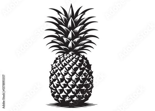 pineapple logo vector silhouette design, pineapple logo icon silhouette, pineapple tropical fruit, minimalist black silhouette of pineapple fruit isolated on white background