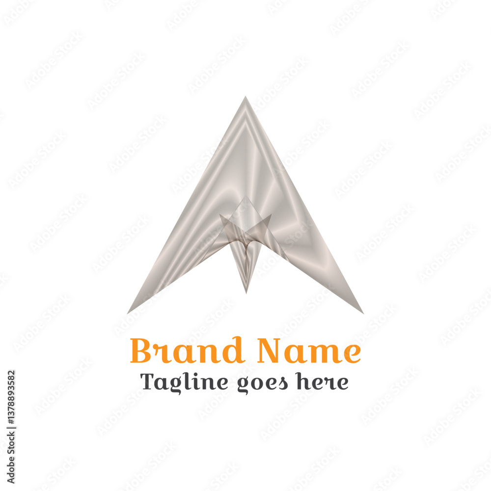 Fototapeta premium Abstract 3D business logo design with geometric shapes and origami elements, symbolizing innovation, brand, and growth. A letter Logo.