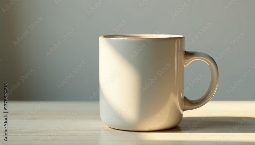 Obraz premium Large ceramic mug, side view, spotless surface, home, large