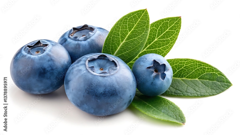Fresh Blueberries with Green Leaves Healthy Snack Nature's Goodness, Fresh Blueberries with Green Leaves Healthy Snack Nature's Goodness,