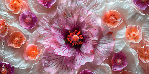  Background illustration with flowers for holiday cards,Generated by AI