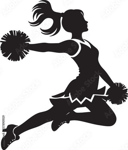 Cheerleader Silhouette Vector Outline