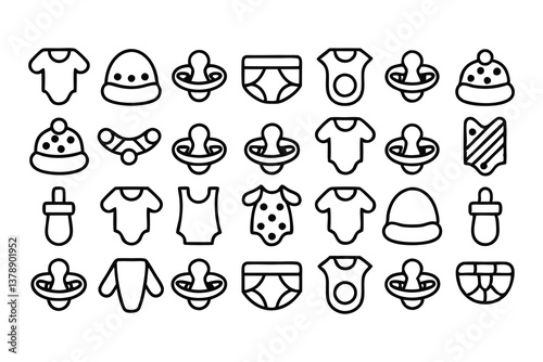 baby care icons seamless pattern isolated on white