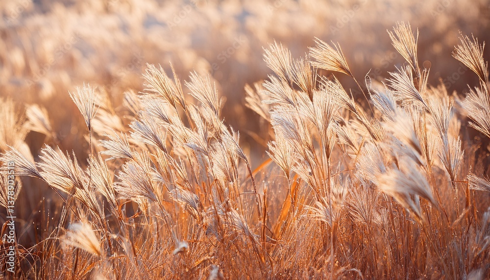 Fototapeta premium field of wheat dried grass flowers for background to describe the image of winter and to use as wallpaper