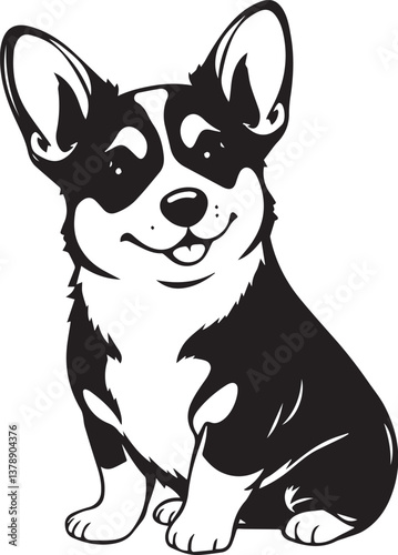 Corgi puppy. Hand drawn vector illustration
