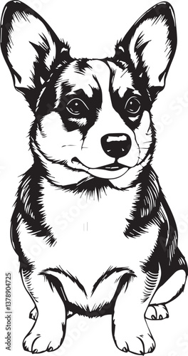 Corgi puppy. Hand drawn vector illustration