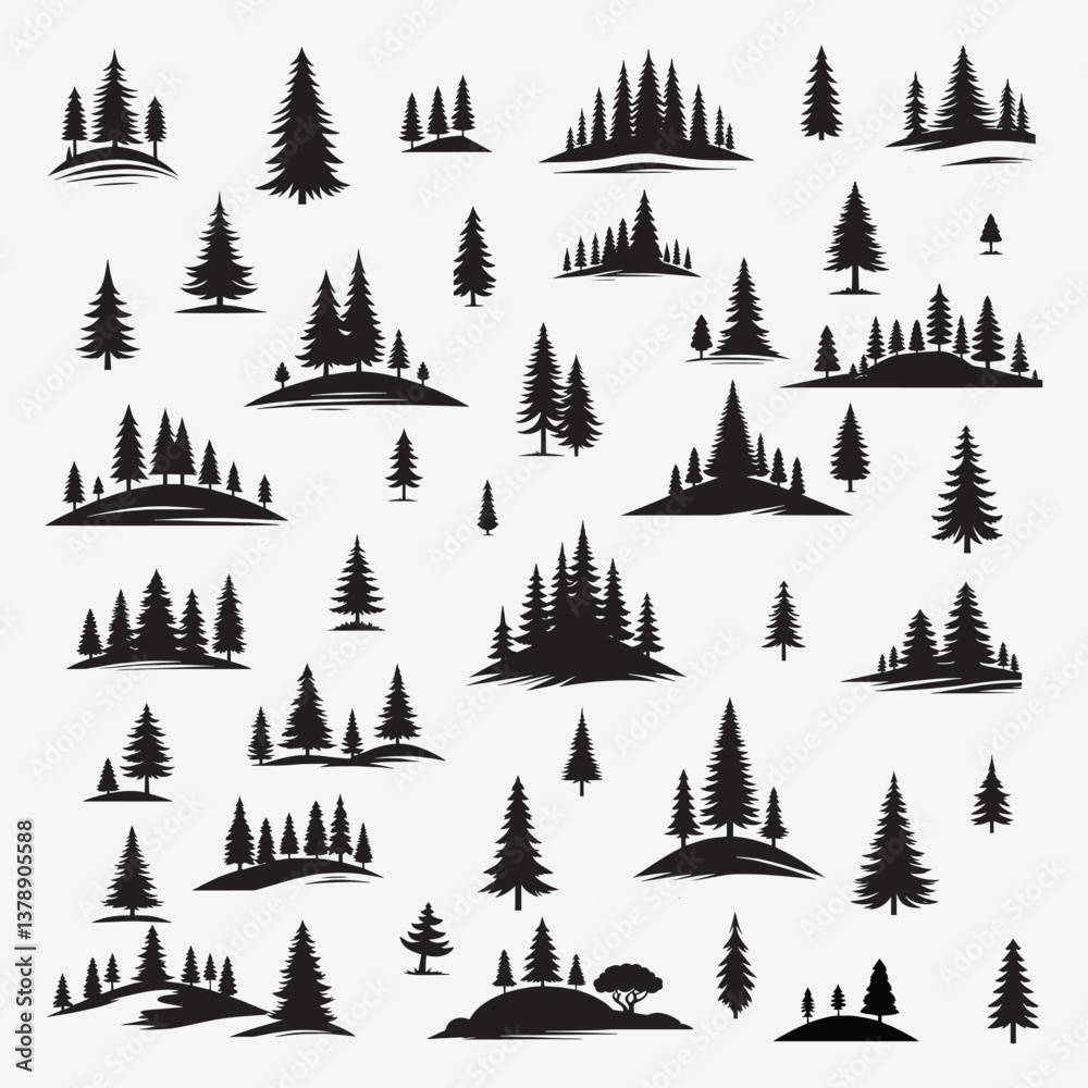 Obraz premium Forest tree silhouette collection