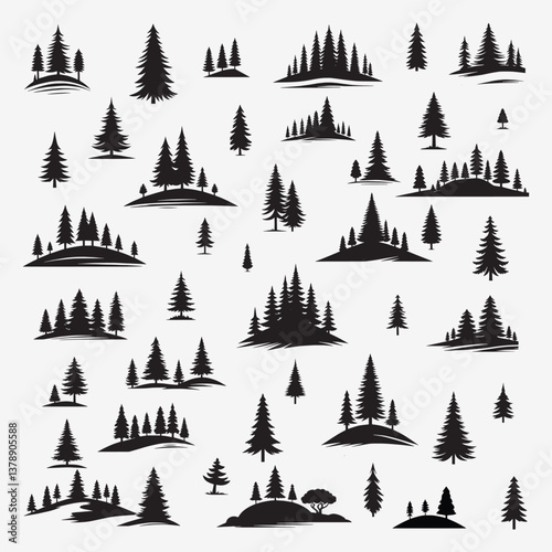 Forest tree silhouette collection