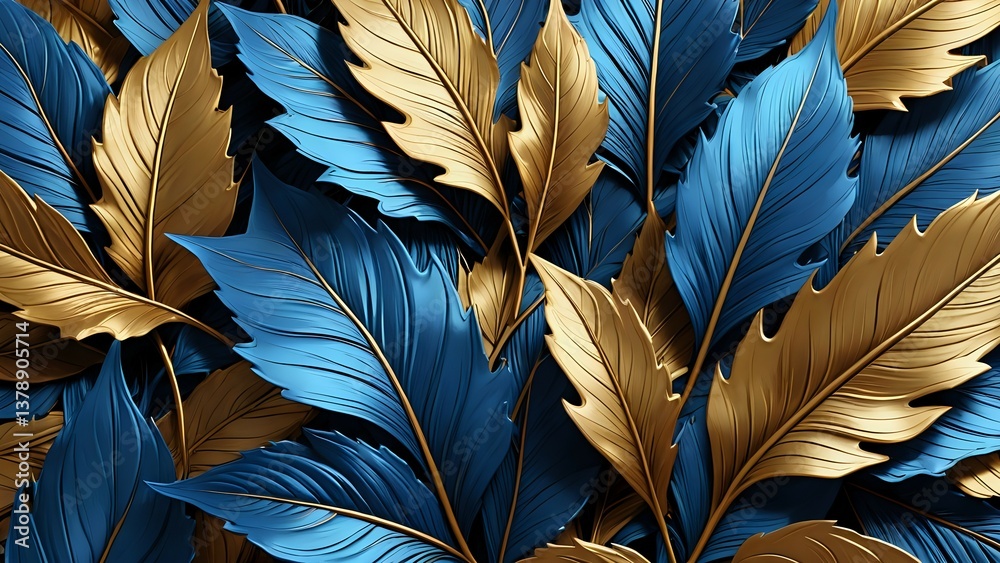 Luxurious blue and gold leaf background. Perfect for design projects, wallpapers, or elegant branding. Luxurious blue and gold leaf background. Perfect for design projects, wallpapers, or elegant branding.
