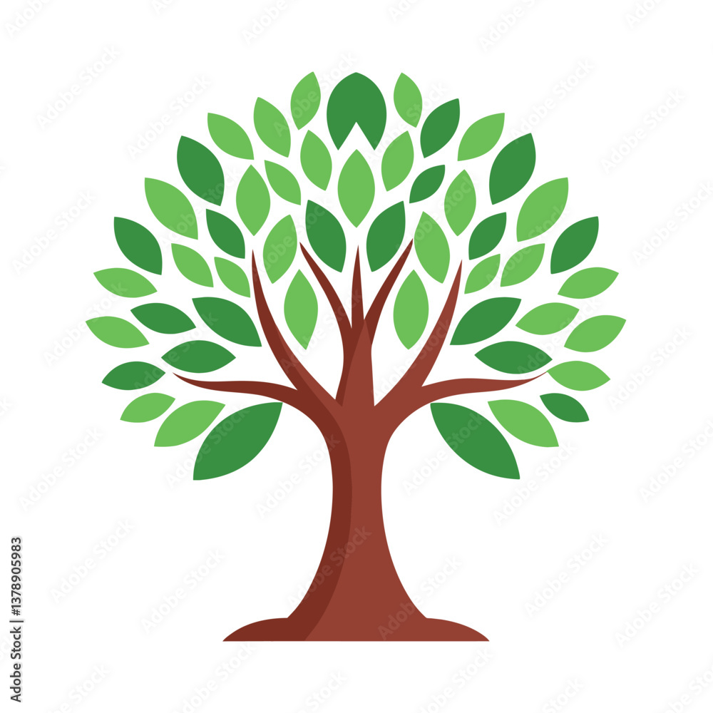 vector tree with green leaves vector tree with green leaves