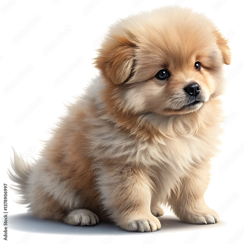 Obraz premium Realistic Fluffy Puppy with Adorable Expression