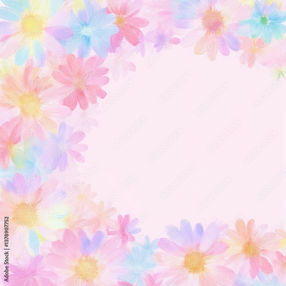 Obraz premium creative border frame of abstract beautiful daisies background with copy space , spring time concept graphic resource