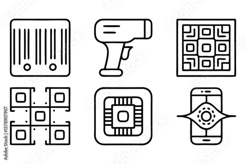 barcode and qr code scanning related editable stroke photo