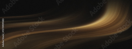 abstract golden wave with motion effect, on a dark brown grainy background