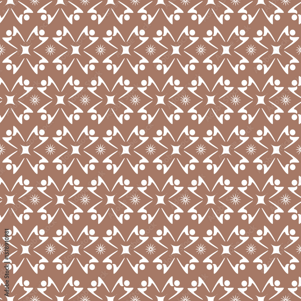 Fond Motif Ronde de Personnages Stylisés Etoiles Couleur de l'Année 2025 Mocha Mousse 
