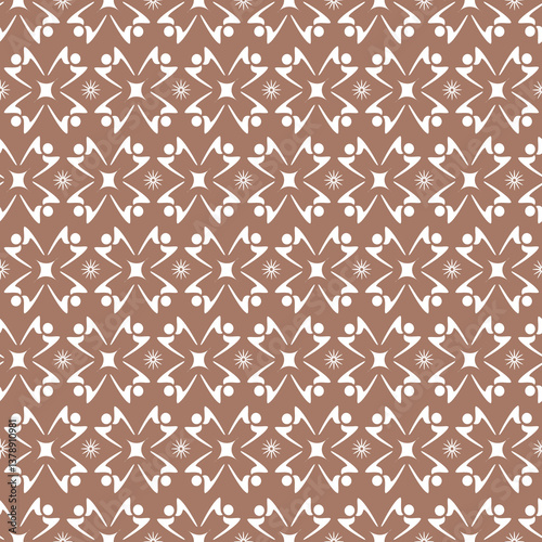 Fond Motif Ronde de Personnages Stylisés Etoiles Couleur de l'Année 2025 Mocha Mousse 