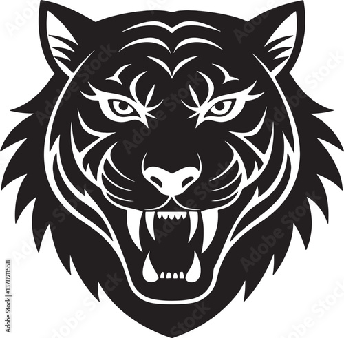 Tiger head silhouette vector on white background