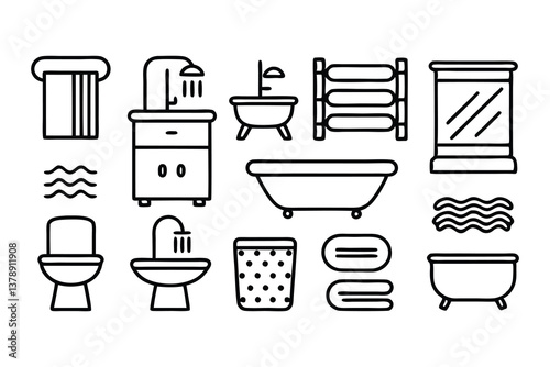 bathroom related editable stroke outline icon idol photo