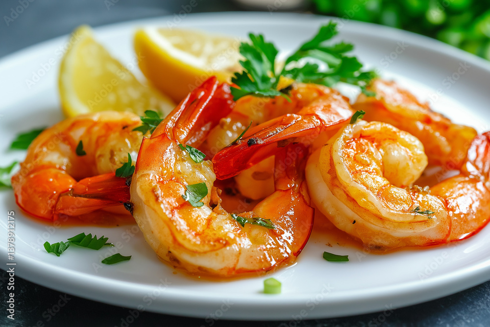 Garlic Butter Shrimp with Lemon and Herbs. Fried shrimp Garlic Butter Shrimp with Lemon and Herbs. Fried shrimp