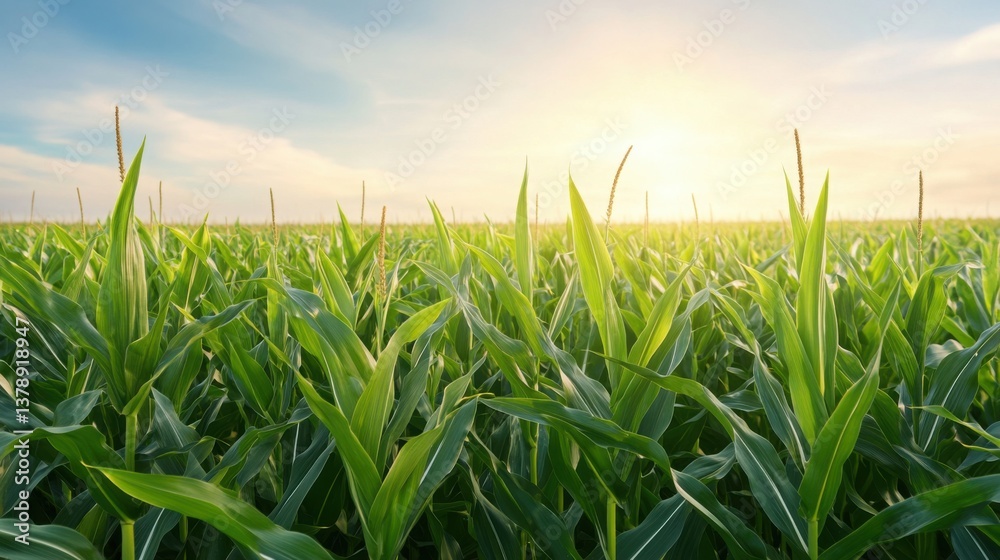 A field of corn with multiple sections labeled with small research tags, showcasing different hybrid varieties A field of corn with multiple sections labeled with small research tags, showcasing different hybrid varieties