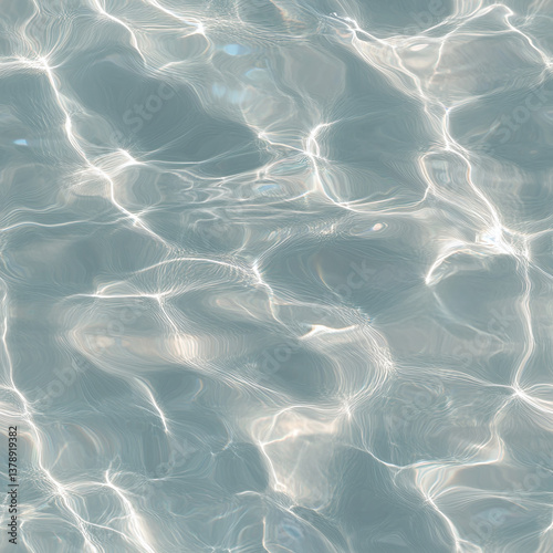 Seamless water ripple texture reflecting sunlight on a clear lake surface for design use