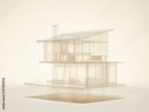 Transparent x ray of duplex house showing living room and modern design