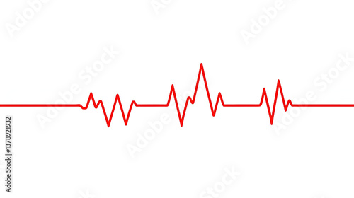 Hearbeat red line. Vector isolated illustration. Abstract wave. Pulse red vector trace.  EKG cardio line red symbol. Medical and Healthy concept.