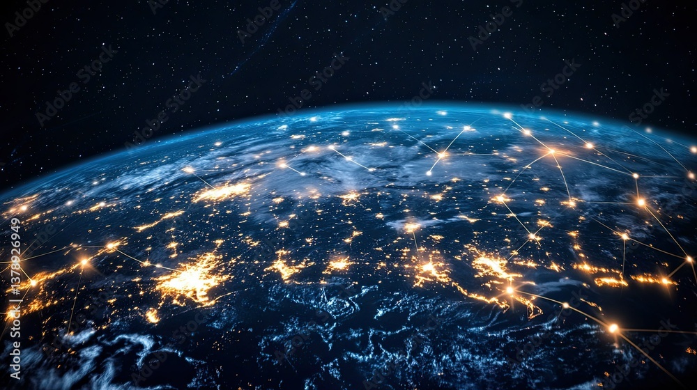 A global digital network connection showcasing a connected world. - A global digital network connection showcasing a connected world. -