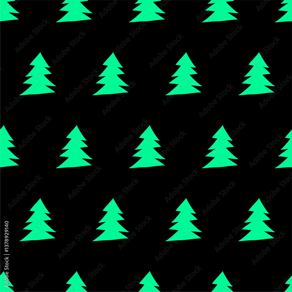 Obraz premium Seamless New Year and Christmas print pattern wallpaper background with decorative fir trees vector illustration winter minimalism picture