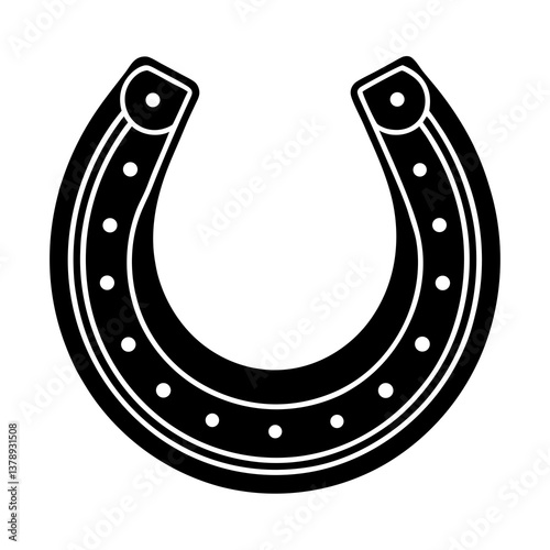 Lucky Horseshoe Vector Illustration on Black Background