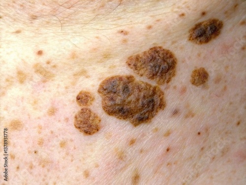 Close-Up of Seborrheic Keratosis on Human Skin photo