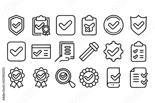 check mark editable stroke outline icons set isola