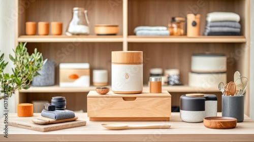 Wallpaper Mural Wooden storage, kitchen tools, modern design Torontodigital.ca